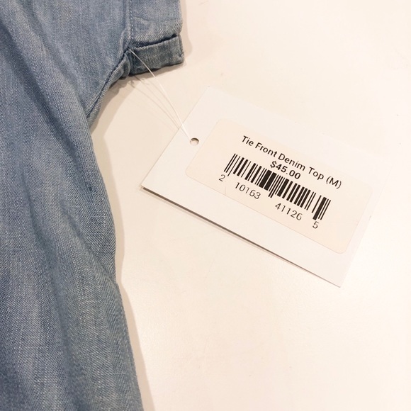 NWT Lovestitch - Denim Tie Front Button Top - Sz M - Picture 6 of 8